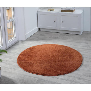 Washable Comfy Plain CMF00 Terracotta Round Rug-Desire Rugs-Rug Love - The Most Loved Rug Store